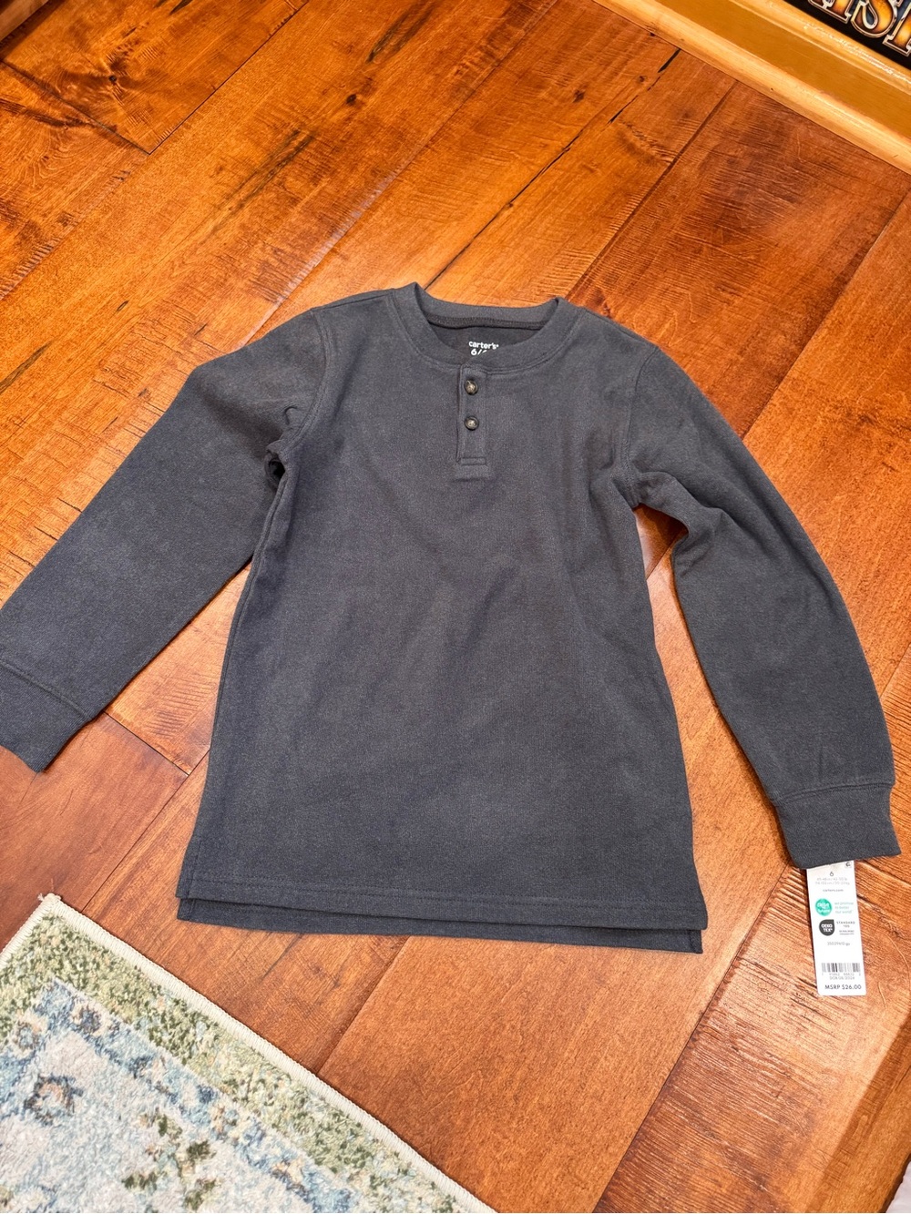 Carter's Charcoal Gray Long-Sleeve Henley Tee NWT